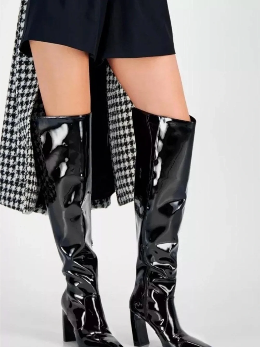 INC International Concepts Black Patent Over-the-Knee Boots Sz 9